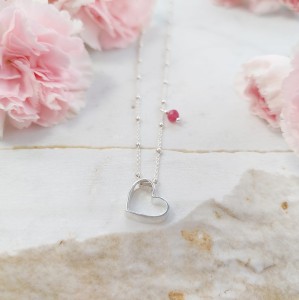 Naszyjnik SERCE Srebro, Turmalin różowy. Talizman Miłości. Prezent na Walentynki