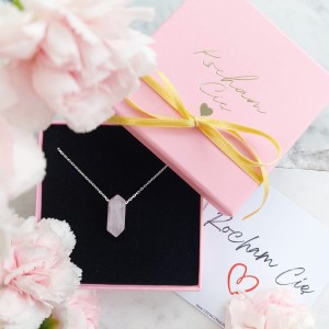 Naszyjnik KAMIEŃ MIŁOŚCI. Sopel Kwarc Różowy.