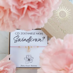 Czy zostaniesz moją ŚWIADKOWĄ? Kwarc Różowy, Złoto, Srebro. Prezent dla Świadkowej