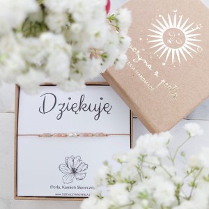 DZIĘKUJĘ Bransoletka na Prezent Idealny. Perła, Złoto, Srebro, Kamienie