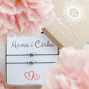 CZARNE PERŁY Bransoletki MAMA i CÓRKA. Złoto, Srebro. Prezent Idealny