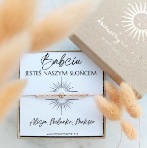 BABCIU Jesteś Naszym Słońcem BRANSOLETKA. Złoto. Idealny Prezent dla Babci