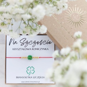 NA SZCZĘŚCIE. Bransoletka Szczęścia. TALIZMAN. Złoto, Srebro,  Kryształowa Koniczynka