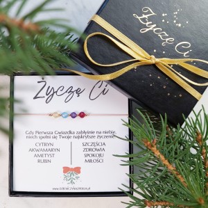 ŻYCZĘ CI...  Bransoletka Świąteczna. Złoto, Srebro, Kamienie. Idealny Prezent Świąteczny
