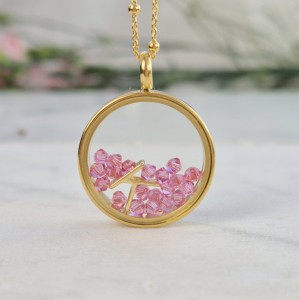 SEKRETNIK Naszyjnik Urodzinowy z Literką. Złoto, Srebro, Kryształy