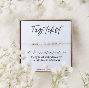 PERŁOWA PERSONALIZOWANA Bransoletka Morse Code (Twój tekst)