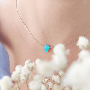 Ochronny Naszyjnik HAMSA (Opal australijski) Złoto, Srebro. AMULET