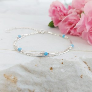 OPAL Błękitny Srebrna Bransoletka. Zapakowane na Prezent z Dedykacją