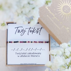 TWÓJ TEKST Morse Code PERSONALIZOWANA Bransoletka (2 Kamienie)
