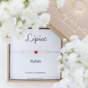 Bransoletka Urodzinowa LIPIEC (RUBIN, Złoto, Srebro) Prezent na Urodziny