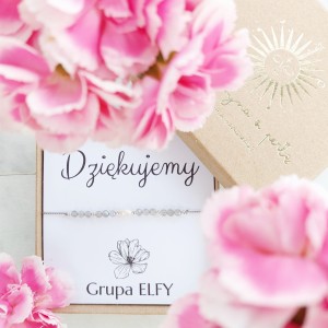 DZIĘKUJEMY  bransoletka PREZENT na DZIEŃ NAUCZYCIELA. Złoto, Srebro, Labradoryt