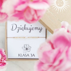 DZIĘKUJEMY  bransoletka PREZENT na DZIEŃ NAUCZYCIELA. Złoto, Srebro, Cytryn