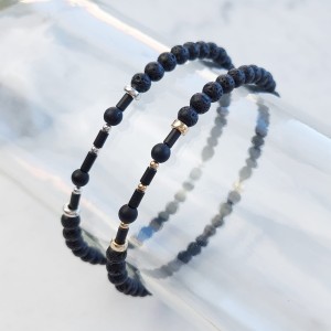 TWÓJ TEKST Morse Code MĘSKA PERSONALIZOWANA Bransoletka. Lawa i Hematyt.