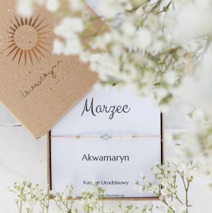 Bransoletka Urodzinowa MARZEC (AKWAMARYN) Idealny Prezent Urodzinowy
